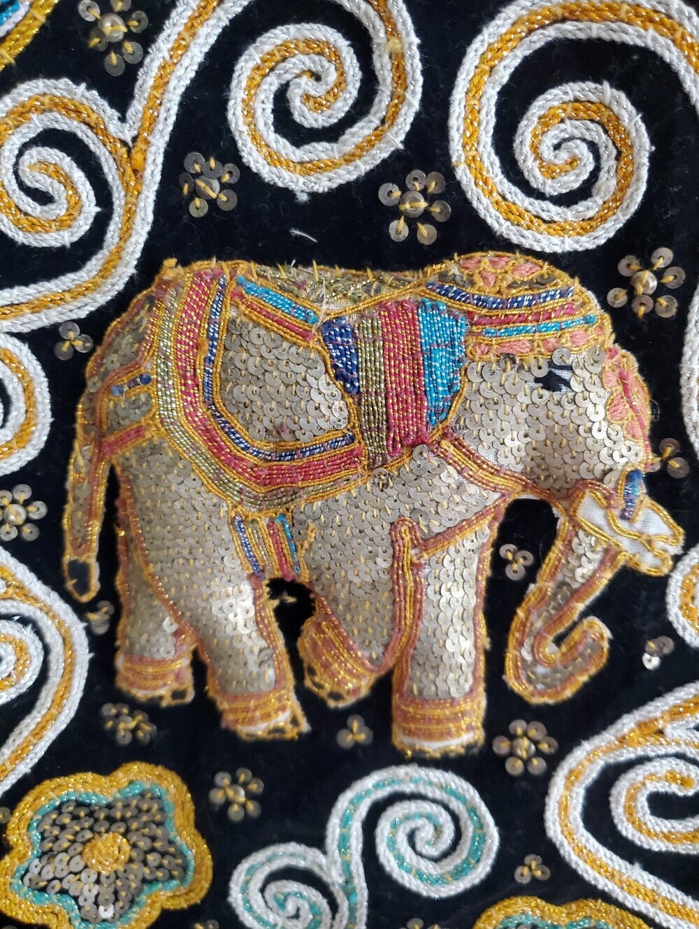 Carol Horn Vintage Bohemian Kalaga‎ Burmese Sequin Elephant Vest - Picture 3 of 10